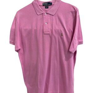 Polo Ralph Lauren Mens Pink Short Sleeve Polo Shirt Size L 100% Pima Cotton Clas